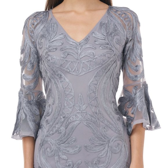 NWT JS Collections Soutache Illusion Sleeve Dress smokey gray size 2 - Picture 4 of 5
